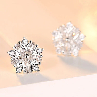 Asuka Cherry Blossom Stud Earrings - Small, delicate crystal earrings shaped like little flowers.  Available in pink or white.