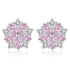 Asuka Cherry Blossom Stud Earrings - Small, delicate crystal earrings shaped like little flowers.  Available in pink or white.