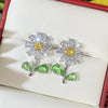 Maisey Crystal Daisy Stud Earrings - Small, delicate daisy-themed earrings, formed from a mixture of white quartz, and green and yellow topaz.