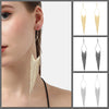 Malaika Tassel Earrings - Long stylish statement dangles, featuring a hollow diamond shape with tassels strung off it.