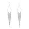 Malaika Tassel Earrings - Long stylish statement dangles, featuring a hollow diamond shape with tassels strung off it.