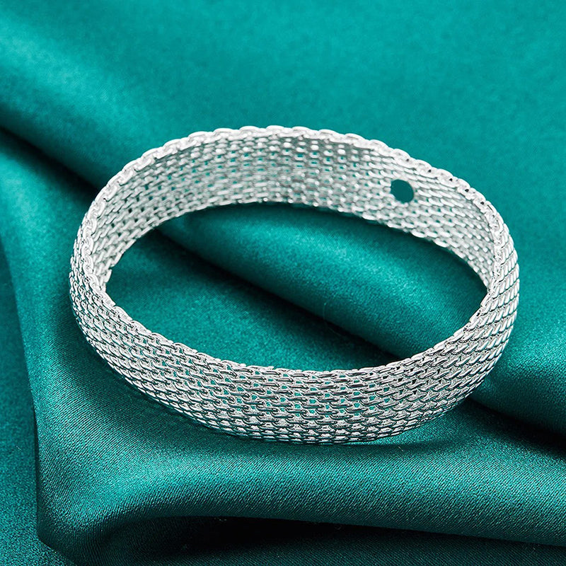 Marissa Braided Mesh Bangle - A simple, classic metal mesh bangle made from bright silver.