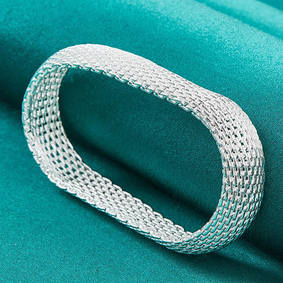 Marissa Braided Mesh Bangle - A simple, classic metal mesh bangle made from bright silver.