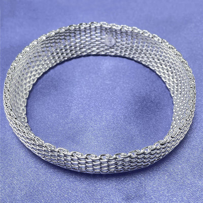 Marissa Braided Mesh Bangle - A simple, classic metal mesh bangle made from bright silver.