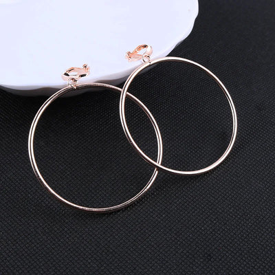 Maruka Classic Round Clip Earrings - Simple, classic, and stylish, featuring simple circular hoop charms suspended from a clip finding, perfect for fashionistas without pierced ears.