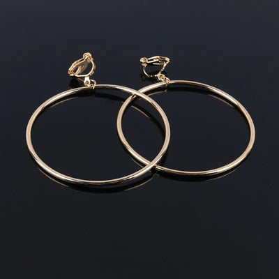 Maruka Classic Round Clip Earrings - Simple, classic, and stylish, featuring simple circular hoop charms suspended from a clip finding, perfect for fashionistas without pierced ears.