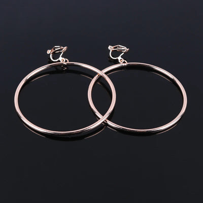 Maruka Classic Round Clip Earrings - Simple, classic, and stylish, featuring simple circular hoop charms suspended from a clip finding, perfect for fashionistas without pierced ears.