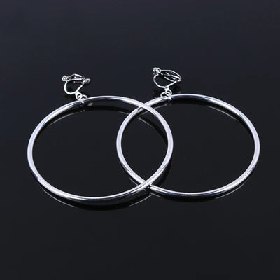 Maruka Classic Round Clip Earrings - Simple, classic, and stylish, featuring simple circular hoop charms suspended from a clip finding, perfect for fashionistas without pierced ears.