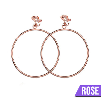 Maruka Classic Round Clip Earrings - Simple, classic, and stylish, featuring simple circular hoop charms suspended from a clip finding, perfect for fashionistas without pierced ears.
