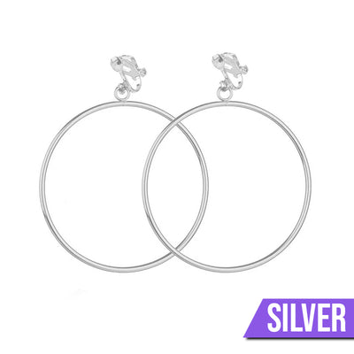 Maruka Classic Round Clip Earrings - Simple, classic, and stylish, featuring simple circular hoop charms suspended from a clip finding, perfect for fashionistas without pierced ears.
