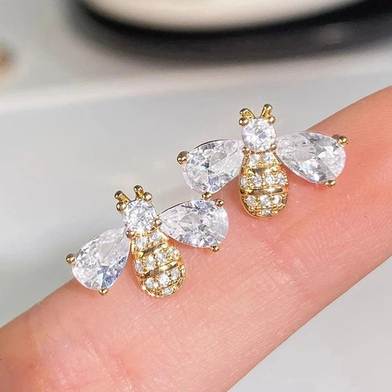 Melaina Deluxe Crystal Bee Stud Earrings