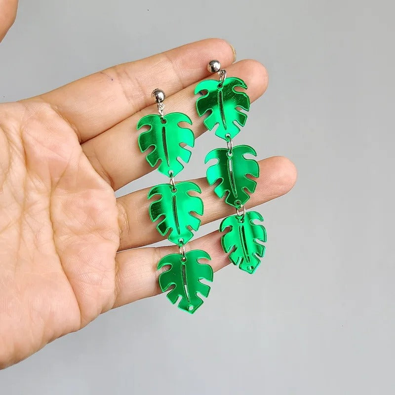 Monstera Acrylic Drop Earrings