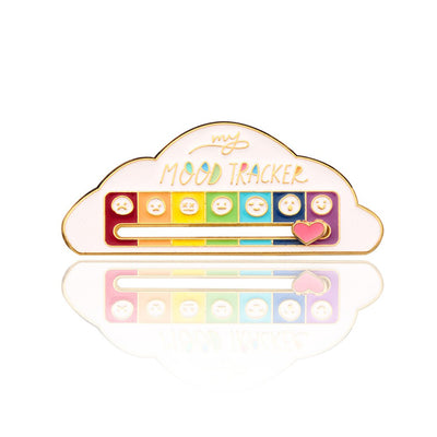 My Mood Tracker Enamel Brooch - A cute enamel brooch with a sliding scale indicating moods, and a little heart that can be moved along to indicate the wearer's current mood.
