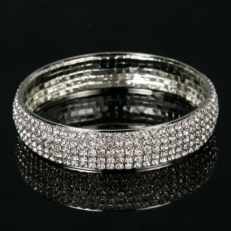 Octavia Luxury Crystal Bracelet - A round crystal bangle featuring five rows of sparkling of crystals.