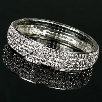 Octavia Luxury Crystal Bracelet - A round crystal bangle featuring five rows of sparkling of crystals.