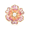 The Ophelia Peony Sculpted Resin Brooch - An elegant floral brooch available in green, salmon, purple, or ombre sunset, with shimmering crystals and semi-translucent resin.