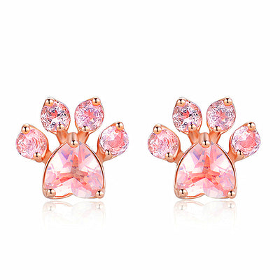 Sekhmet Cat Paw Jewellery Set - A cute pink rose quartz and rose gold cat themed jewellery set.