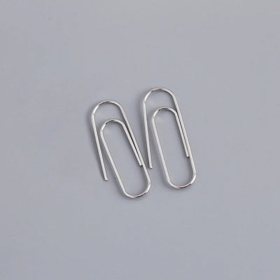 Pamela Posh Paperclip Earrings - A cool, stylish pair of earrings made to look like simple paperclips, but made from beautiful 925 Sterling Silver and 14 karat yellow gold.
