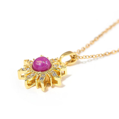 Pretty Pretty Princess Royal Heart & Sun Necklace Set - A delicate jewellery set featuring a matched pair of necklaces with pink crystals and gold-toned metal.