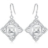 Quetzlali Geometric Drop Earrings - Beautiful silver earrings featuring a cool, unusual geometric motif formed by squares, curves, and spirals.