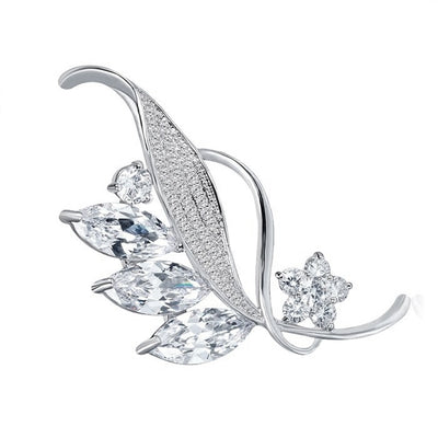 Radiance Luxury Crystal Lily Brooch - A lovely sparkling crystal brooch shaped like a bundle of flowers with leaves wrapped around them.