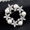 Radiance Luxury Crystal Wreath Brooch - A lovely sparkling crystal brooch shaped like a wreath with stylised flowers and pearls.