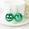 Retro Revival Boogie Nights Disco Ball Earrings - Small round balls earrings set with metallic tiles to create a cool shiny disco ball effect.