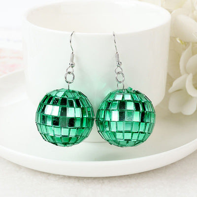 Retro Revival Boogie Nights Disco Ball Earrings - Small round balls earrings set with metallic tiles to create a cool shiny disco ball effect.