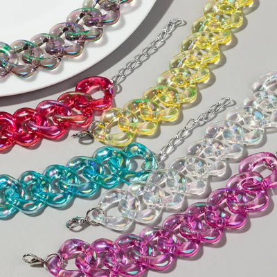 Retro Revival Chunky Chain Acrylic Bracelets - An oversized, retro-style plastic/acrylic bracelet available in a huge range of colours.