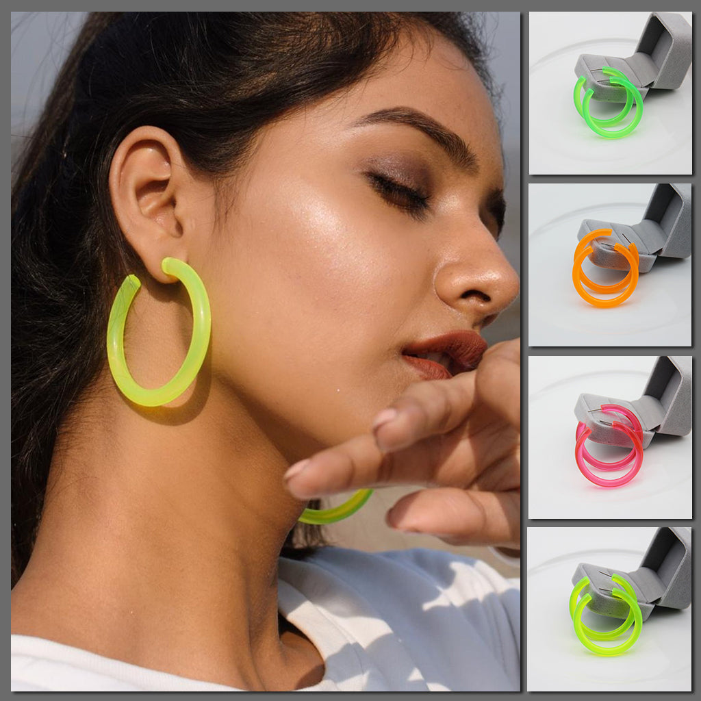 Neon Vibes Oversized Circular Hoop Earrings