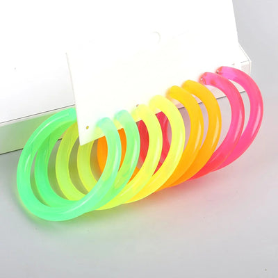 Neon Vibes Oversized Circular Hoop Earrings - Large, chunky acrylic hoop earrings, available in Neon Green, Orange, Pink, or Yellow.