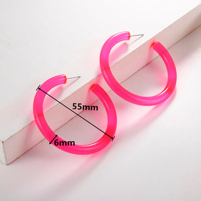 Neon Vibes Oversized Circular Hoop Earrings - Large, chunky acrylic hoop earrings, available in Neon Green, Orange, Pink, or Yellow.
