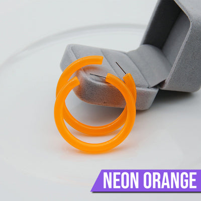 Neon Vibes Oversized Circular Hoop Earrings - Large, chunky acrylic hoop earrings, available in Neon Green, Orange, Pink, or Yellow.