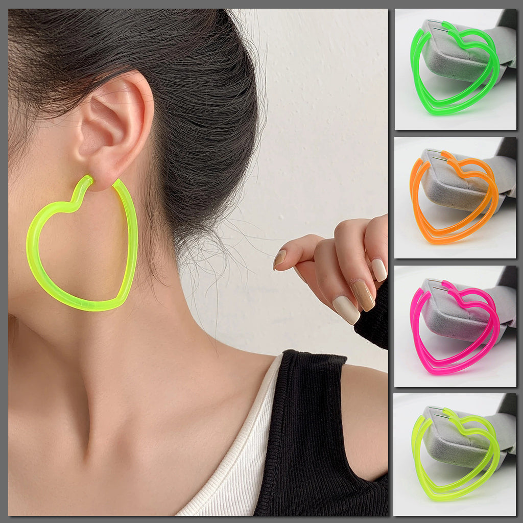 Neon Vibes Oversized Heart Hoop Earrings