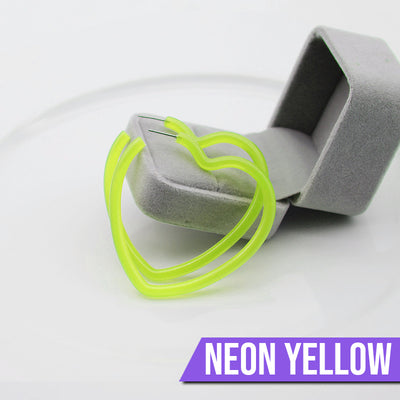 Neon Vibes Oversized Heart Hoop Earrings - Large, chunky heart-shaped acrylic hoop earrings, available in Neon Green, Orange, Pink, or Yellow.