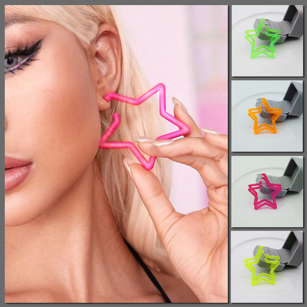 Neon Vibes Oversized Star Hoop Earrings