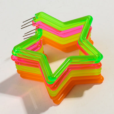 Neon Vibes Oversized Star Hoop Earrings - Large, chunky star-shaped acrylic hoop earrings, available in Neon Green, Orange, Pink, or Yellow.