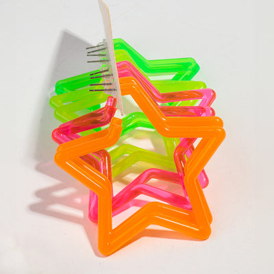 Neon Vibes Oversized Star Hoop Earrings - Large, chunky star-shaped acrylic hoop earrings, available in Neon Green, Orange, Pink, or Yellow.