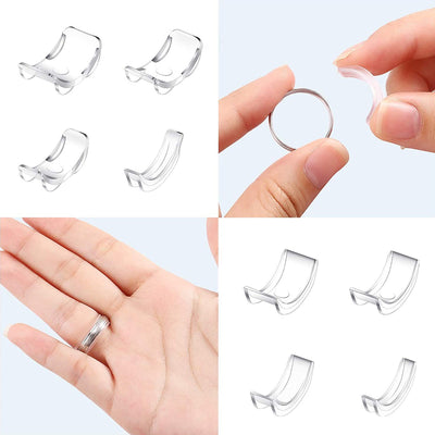 Ring Size Adjuster - 8 Piece Clip-On Set - A set of flexible silicone pads designed to be slipped inside the band of a ring to make it fit a little closer to the wearer's finger.