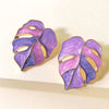 Salma Palm Leaf Enamel Earrings - Large enamel earrings with stylised leaves painted in complimentary shades of enamel paint.