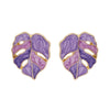 Salma Palm Leaf Enamel Earrings - Large enamel earrings with stylised leaves painted in complimentary shades of enamel paint.