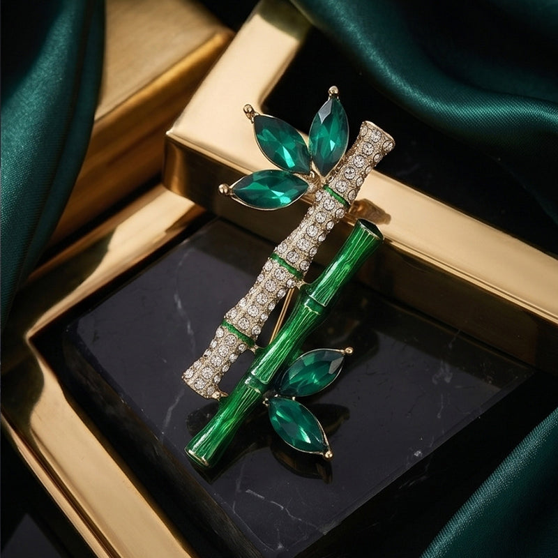 Sasae Crystal Bamboo Brooch