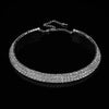 Shiara Luxury Crystal Choker - A close-fitting necklace with three layers of sparkling white crystals against a background of shiny silver-coloured metal.