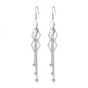 Sienna Dancing Threads Dangle Earrings - Lovely sterling silver earrings featuring interlocking diamonds and long elegant strands.