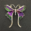 Skylar Long-Tail Butterfly Brooch - A lovely medium-sized butterfly brooch featuring colourful enamel and shiny artificial crystals. Available in your choice of blues or purple and green.