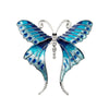 Skylar Long-Tail Butterfly Brooch - A lovely medium-sized butterfly brooch featuring colourful enamel and shiny artificial crystals. Available in your choice of blues or purple and green.