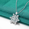The Snow Queen II Jewellery Set - Crystal Tipped - A delicate snowflake-themed set of necklace and earrings, featuring snowflakes formed from textured silver with crystals set into the centre and tips.