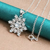 The Snow Queen II Jewellery Set - Crystal Tipped - A delicate snowflake-themed set of necklace and earrings, featuring snowflakes formed from textured silver with crystals set into the centre and tips.