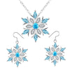 The Snow Queen III Jewellery Set  - Blue Topaz - A beautiful snowflake pendant and earrings with blue topaz and white quartz stones.