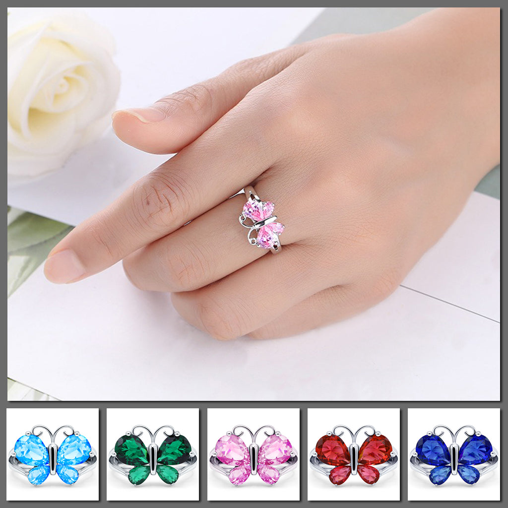 The Spring Fling Cocktail Ring - A beautiful butterfly-themed ring in vibrant crystals.